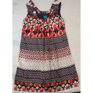 Mattox Women's Sleeveless Shift Dress Size 0 Multicolored Geometric Print Satiny